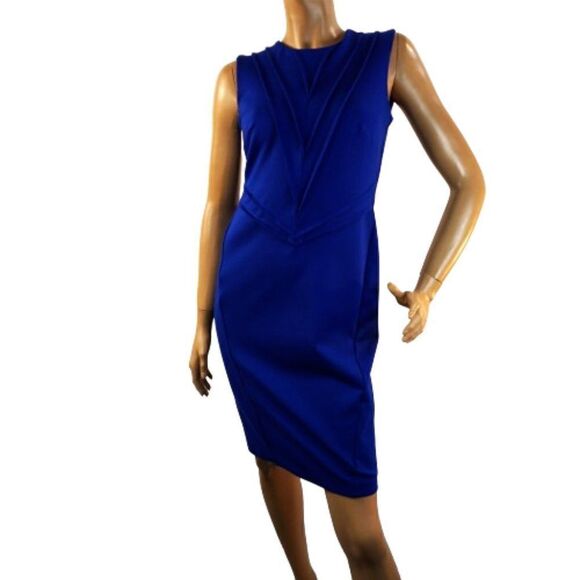Taylor Siouni And Zar Corp Wowens Dress Size 4 Royal Blue Sleeveless Stretch - Picture 3 of 8